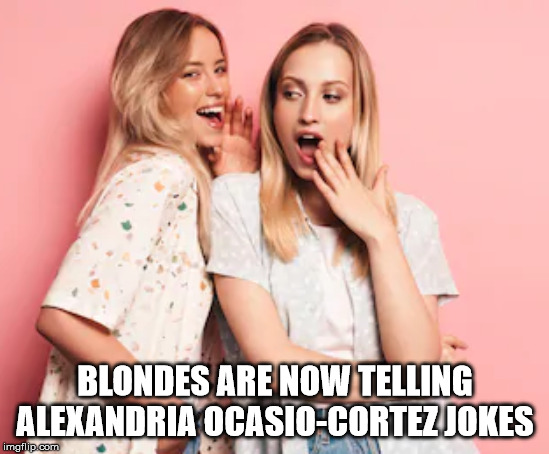 Two Blondes Gossiping | BLONDES ARE NOW TELLING
ALEXANDRIA OCASIO-CORTEZ JOKES | image tagged in two blondes gossiping | made w/ Imgflip meme maker