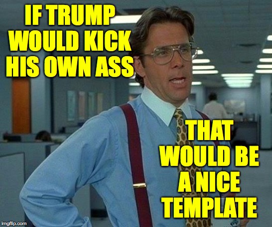 That Would Be Great Meme | IF TRUMP WOULD KICK HIS OWN ASS THAT WOULD BE A NICE TEMPLATE | image tagged in memes,that would be great | made w/ Imgflip meme maker