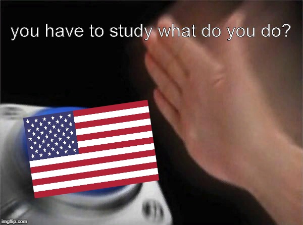 It's democracy everything happens at it's own time me studying will never happen | you have to study what do you do? | image tagged in memes,blank nut button | made w/ Imgflip meme maker