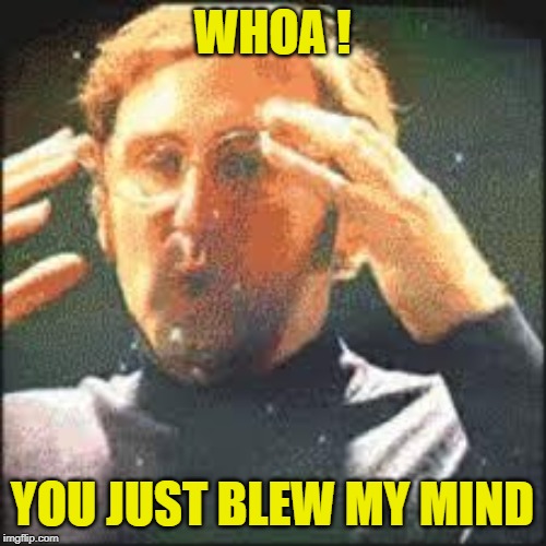 Mind Blown | WHOA ! YOU JUST BLEW MY MIND | image tagged in mind blown | made w/ Imgflip meme maker