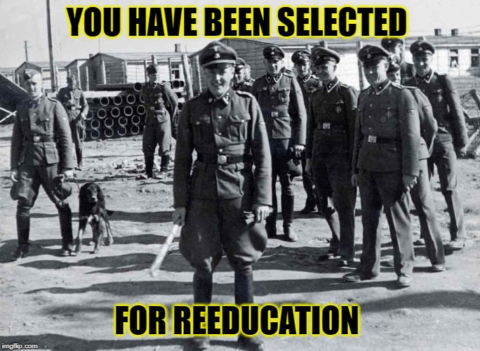 gestapo | YOU HAVE BEEN SELECTED FOR REEDUCATION | image tagged in gestapo | made w/ Imgflip meme maker