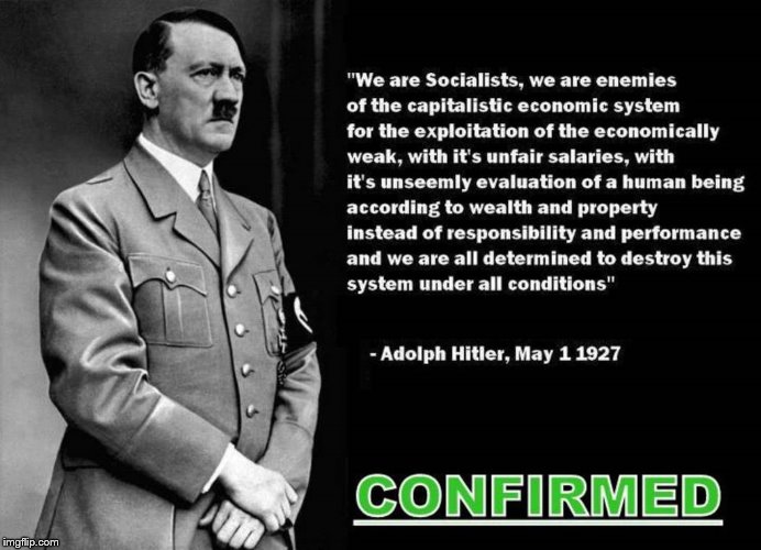 Yes, Hitler was a Socialist. His party was the National Socialist German Workers' Party | image tagged in socialist,political meme | made w/ Imgflip meme maker
