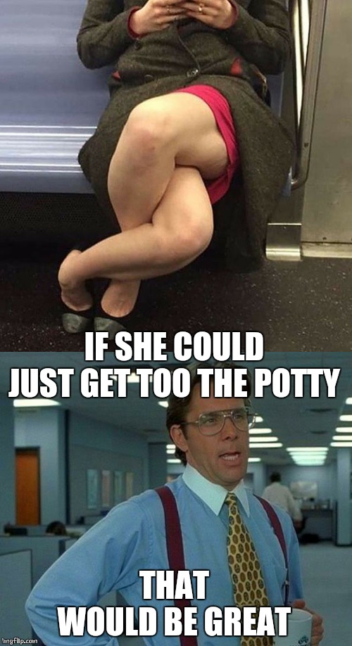 SHE'S HOLDING IT | IF SHE COULD JUST GET TOO THE POTTY; THAT WOULD BE GREAT | image tagged in memes,that would be great | made w/ Imgflip meme maker