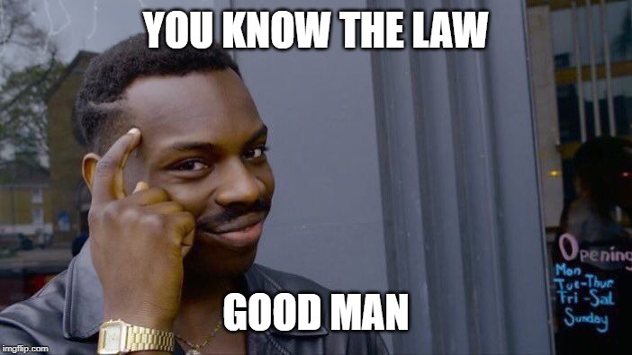 Roll Safe Think About It Meme | YOU KNOW THE LAW GOOD MAN | image tagged in memes,roll safe think about it | made w/ Imgflip meme maker