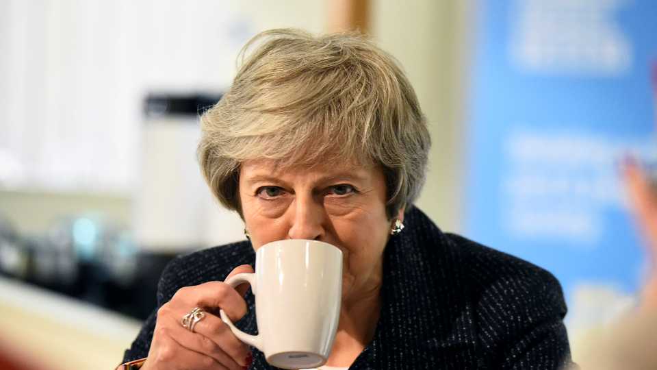 Theresa May Sips Tea Blank Meme Template