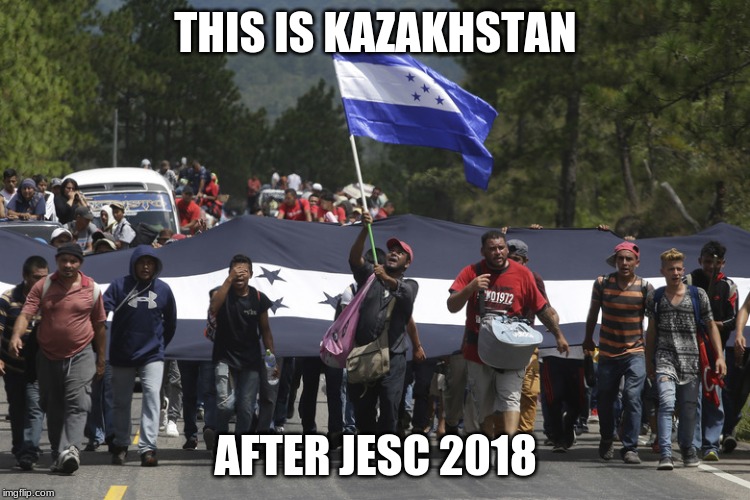 Too Many Migrants to Poland After finishing 6th Place | THIS IS KAZAKHSTAN; AFTER JESC 2018 | image tagged in memes,migrant caravan,honduras,kazakhstan,daneliya tuleshova | made w/ Imgflip meme maker
