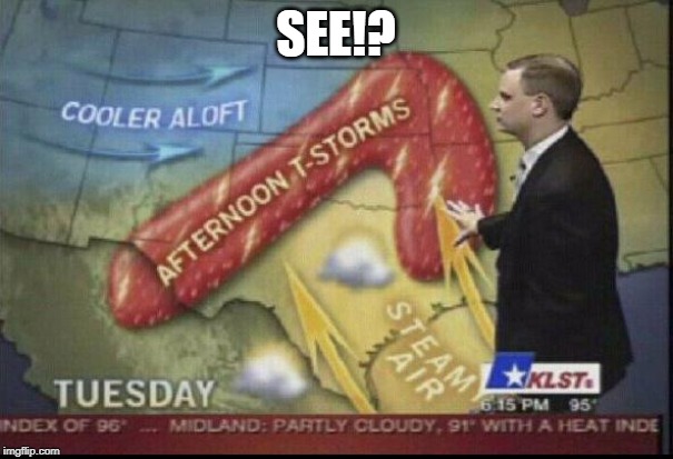 weatherman penis fail | SEE!? | image tagged in weatherman penis fail | made w/ Imgflip meme maker