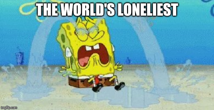cryin |  THE WORLD'S LONELIEST | image tagged in cryin | made w/ Imgflip meme maker