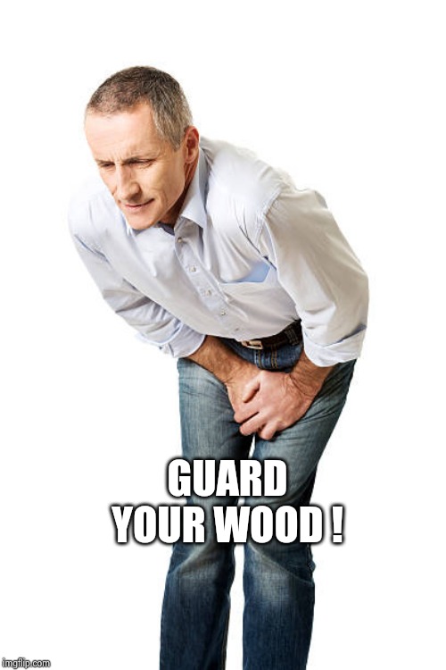 groin pain | GUARD YOUR WOOD ! | image tagged in groin pain | made w/ Imgflip meme maker