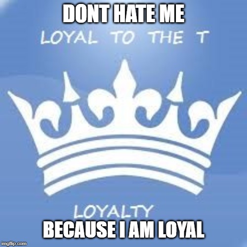 dont hate | DONT HATE ME; BECAUSE I AM LOYAL | image tagged in crown,loyal,hater | made w/ Imgflip meme maker