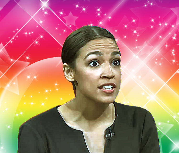 Alexandria Ocasio-Cortez Rainbow Sparkles Blank Meme Template