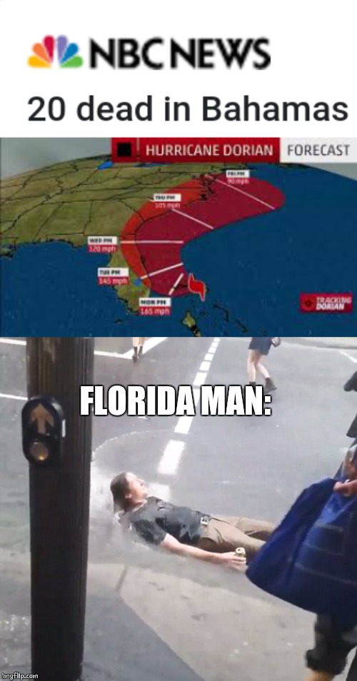 "STARTING GET NICE OUT" | FLORIDA MAN: | image tagged in florida man,hurricane | made w/ Imgflip meme maker