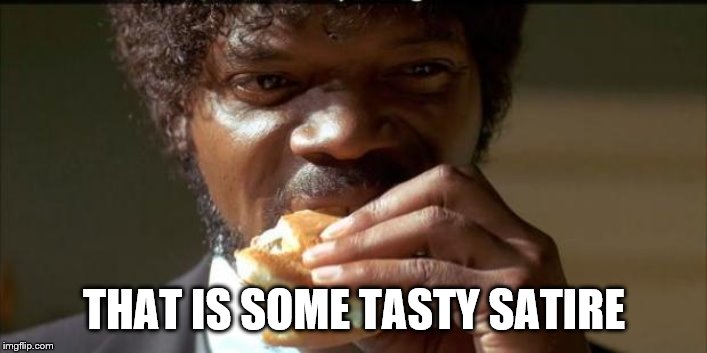 Tasty Burger | THAT IS SOME TASTY SATIRE | image tagged in tasty burger | made w/ Imgflip meme maker