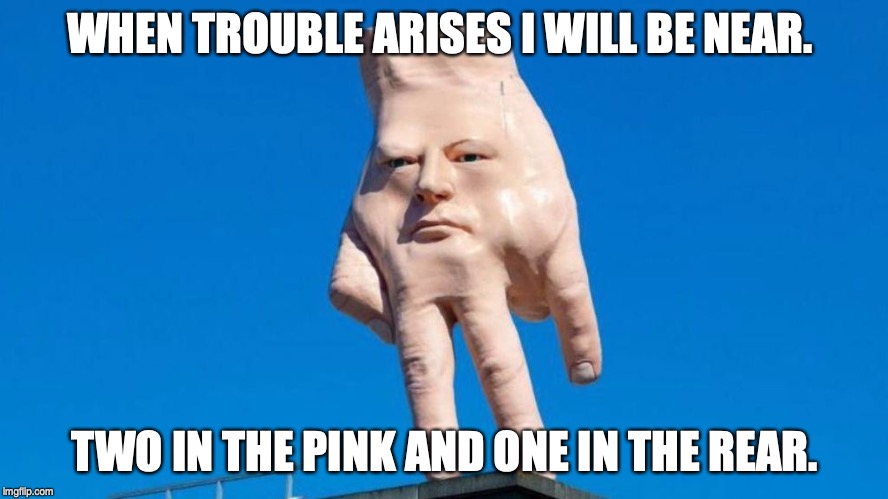 WHEN TROUBLE ARISES I WILL BE NEAR. TWO IN THE PINK AND ONE IN THE REAR. | made w/ Imgflip meme maker