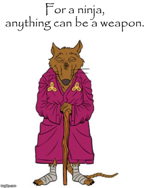 Splinter Meme Thing | For a ninja, anything can be a weapon. | image tagged in splinter meme thing | made w/ Imgflip meme maker