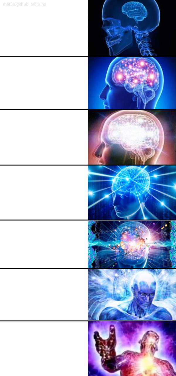 High Quality Expanding Brain But Expanded Blank Meme Template