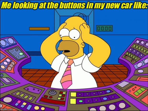 Homer Panic | Me looking at the buttons in my new car like: | image tagged in homer panic | made w/ Imgflip meme maker