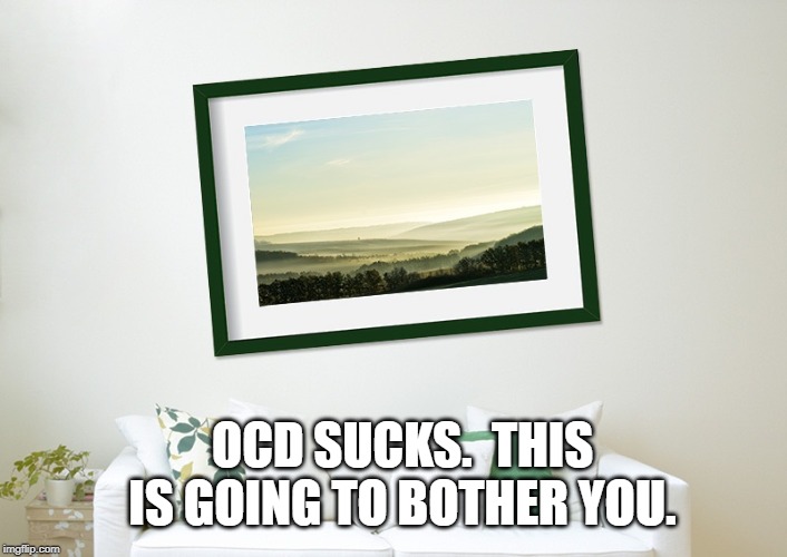 Crookedframe | OCD SUCKS.  THIS IS GOING TO BOTHER YOU. | image tagged in crookedframe | made w/ Imgflip meme maker