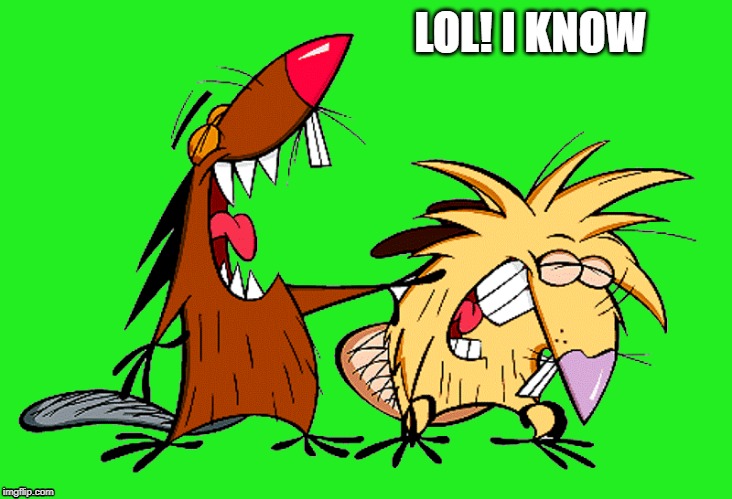 angry beavers | LOL! I KNOW | image tagged in angry beavers | made w/ Imgflip meme maker