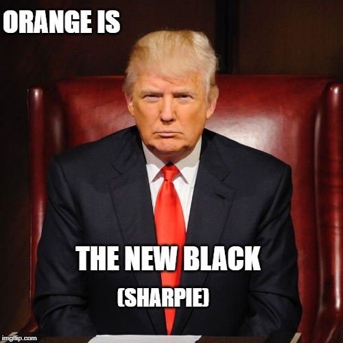 ORANGE IS THE NEW BLACK (sharpie) | ORANGE IS; THE NEW BLACK; (SHARPIE) | image tagged in sharpie gate,donald sharpie,donald trump,hurricane dorian | made w/ Imgflip meme maker