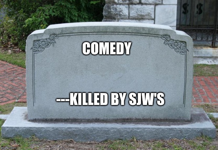 Gravestone | COMEDY; ---KILLED BY SJW'S | image tagged in gravestone | made w/ Imgflip meme maker