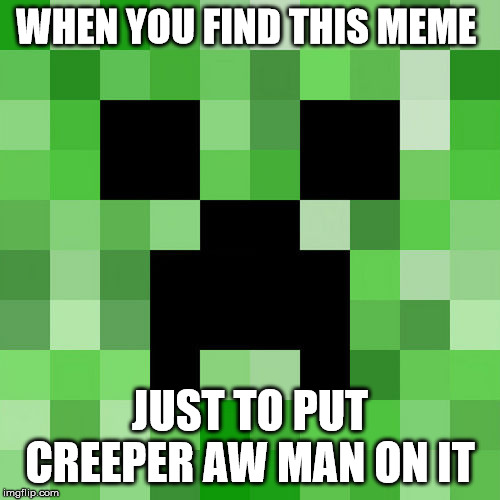 Scumbag Minecraft | WHEN YOU FIND THIS MEME; JUST TO PUT CREEPER AW MAN ON IT | image tagged in memes,scumbag minecraft | made w/ Imgflip meme maker
