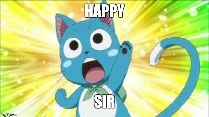 fairy tail happy | HAPPY SIR | image tagged in fairy tail happy | made w/ Imgflip meme maker