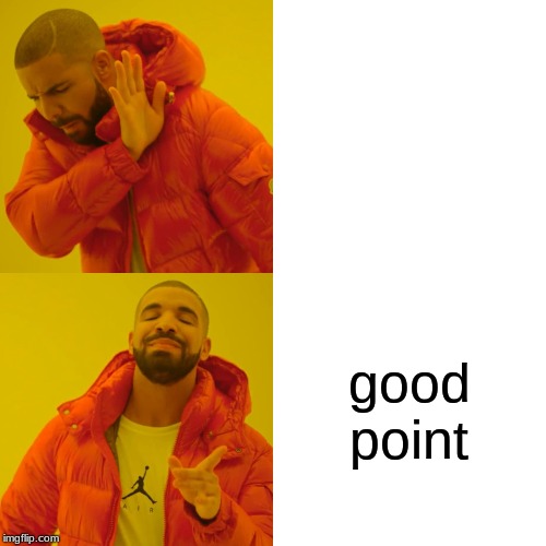 Drake Hotline Bling Meme | good point | image tagged in memes,drake hotline bling | made w/ Imgflip meme maker