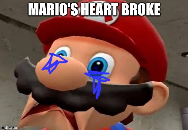 Mario WTF | MARIO'S HEART BROKE | image tagged in mario wtf | made w/ Imgflip meme maker