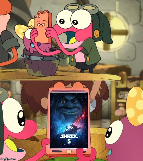 Sprig and Polly Looking at Something Amazing | image tagged in sprig and polly looking at something amazing,shrek 5,sprig,polly,amphibia | made w/ Imgflip meme maker
