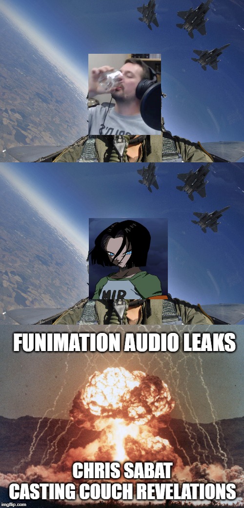 Funimation Blowing Up | FUNIMATION AUDIO LEAKS; CHRIS SABAT CASTING COUCH REVELATIONS | image tagged in animegate,weeb wars,funimation audio leaks,chris sabats casting couch | made w/ Imgflip meme maker
