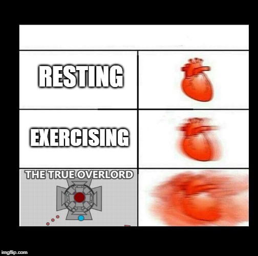This diep.io overlord lives in Screwthatistan! | RESTING; EXERCISING | image tagged in heart beating faster,diepio,memes,funny memes | made w/ Imgflip meme maker