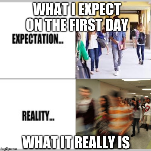 WHAT I EXPECT ON THE FIRST DAY; WHAT IT REALLY IS | made w/ Imgflip meme maker