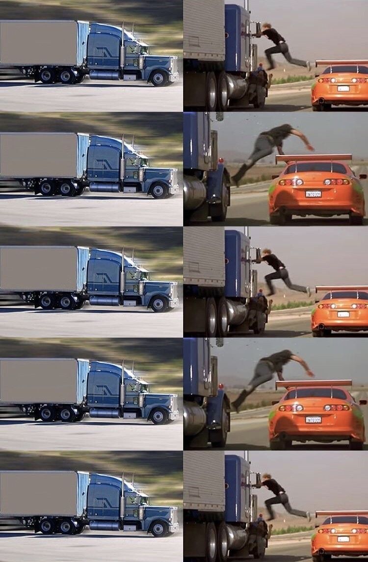 car to truck jump Blank Meme Template