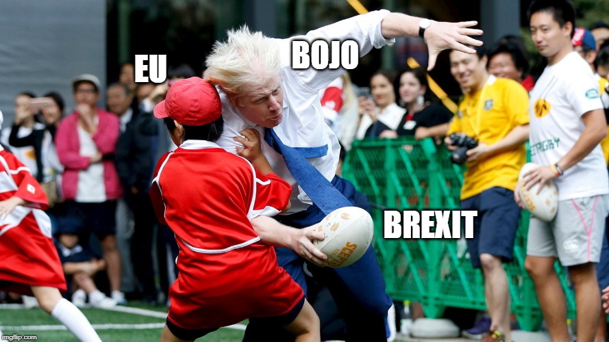 Bojo Tackle | EU; BOJO; BREXIT | image tagged in brexit,boris johnson | made w/ Imgflip meme maker
