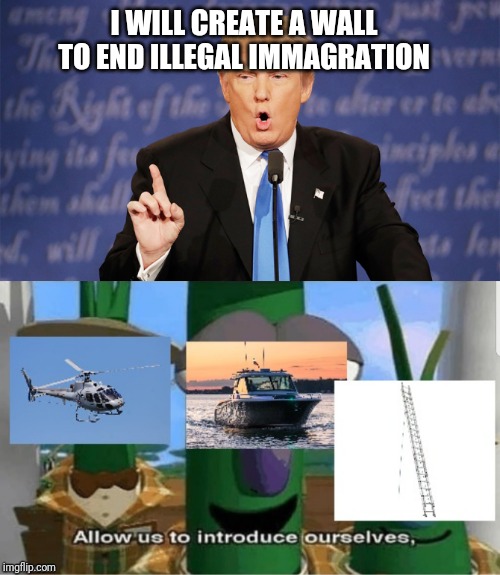 I WILL CREATE A WALL TO END ILLEGAL IMMAGRATION | image tagged in donald trump wrong | made w/ Imgflip meme maker