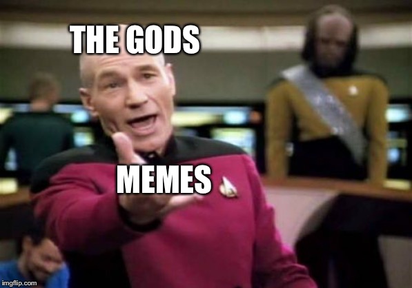 Picard Wtf Meme | THE GODS; MEMES | image tagged in memes,picard wtf | made w/ Imgflip meme maker