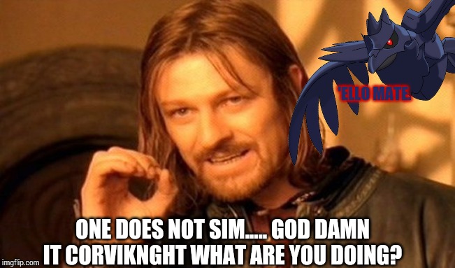 'ELLO MATE. ONE DOES NOT SIM..... GO***AMN IT CORVIKNGHT WHAT ARE YOU DOING? | made w/ Imgflip meme maker