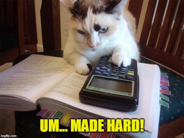 Math cat | UM... MADE HARD! | image tagged in math cat | made w/ Imgflip meme maker