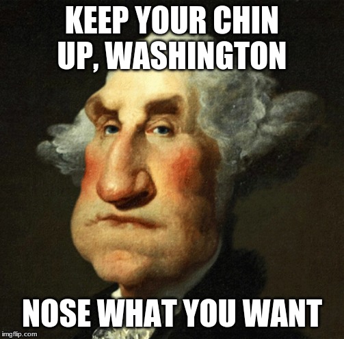 Washington | KEEP YOUR CHIN UP, WASHINGTON; NOSE WHAT YOU WANT | image tagged in lol,old | made w/ Imgflip meme maker