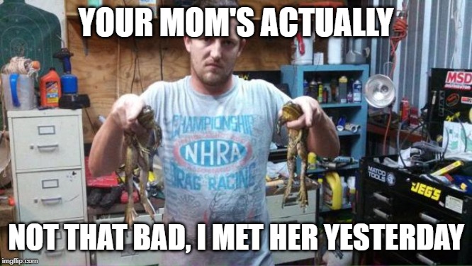 rowdy | YOUR MOM'S ACTUALLY NOT THAT BAD, I MET HER YESTERDAY | image tagged in rowdy | made w/ Imgflip meme maker