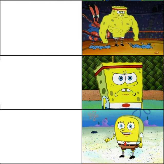 High Quality Strong Spongebob Flipped Blank Meme Template