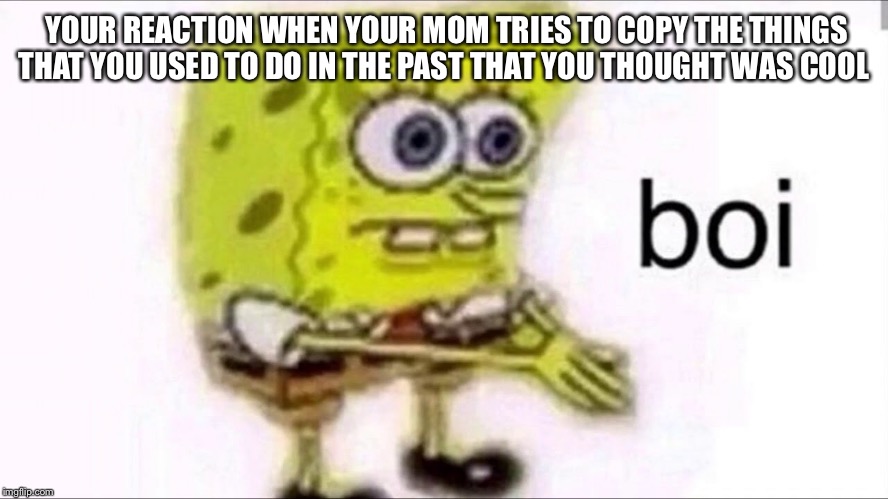 Boiiiiiii | YOUR REACTION WHEN YOUR MOM TRIES TO COPY THE THINGS THAT YOU USED TO DO IN THE PAST THAT YOU THOUGHT WAS COOL | image tagged in funny memes | made w/ Imgflip meme maker