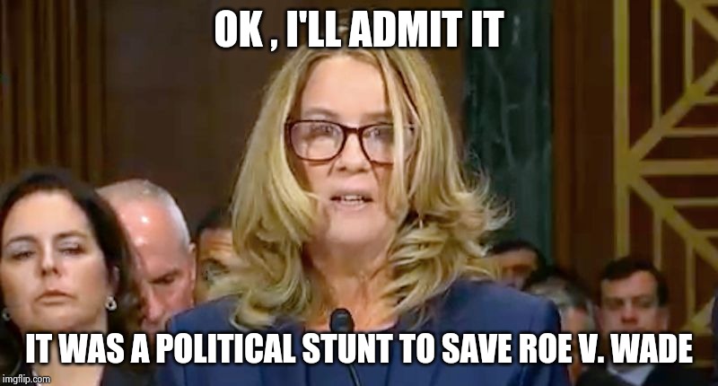 Someone else who needs to be prosecuted | OK , I'LL ADMIT IT; IT WAS A POLITICAL STUNT TO SAVE ROE V. WADE | image tagged in christine blasey ford,why you always lying,just plain comedy,hilarious,stop acting so stupidd | made w/ Imgflip meme maker
