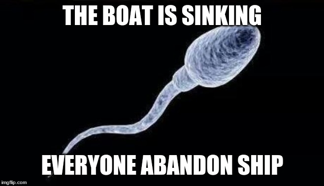 da sperm | THE BOAT IS SINKING EVERYONE ABANDON SHIP | image tagged in da sperm | made w/ Imgflip meme maker