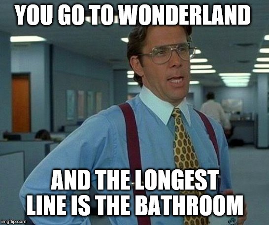 That Would Be Great Meme | YOU GO TO WONDERLAND; AND THE LONGEST LINE IS THE BATHROOM | image tagged in memes,that would be great | made w/ Imgflip meme maker
