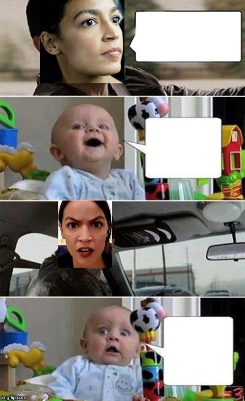 AOC driving baby Blank Meme Template