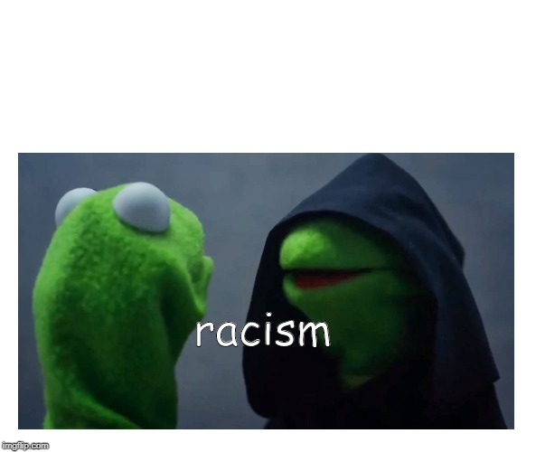 Sith Kermit | racism | image tagged in sith kermit | made w/ Imgflip meme maker
