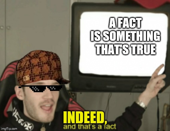 and that's a fact | A FACT IS SOMETHING THAT'S TRUE; INDEED, | image tagged in and that's a fact | made w/ Imgflip meme maker