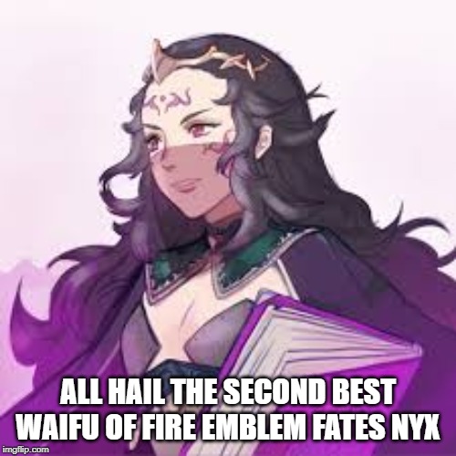 Second Best Waifu | ALL HAIL THE SECOND BEST WAIFU OF FIRE EMBLEM FATES NYX | image tagged in fire emblem fates | made w/ Imgflip meme maker